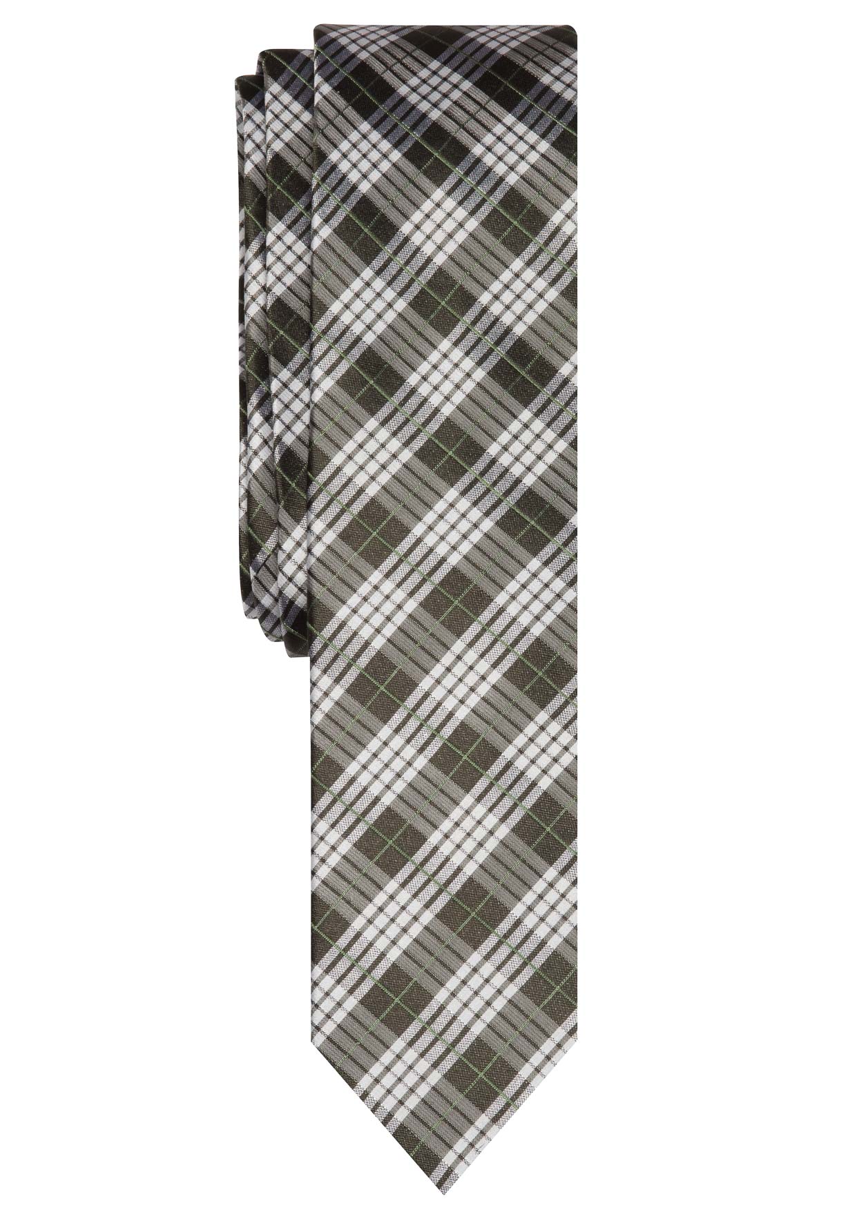 Eterna Krawatte grün mit Karomuster silber weiß grau | ETERNA und Olymp  Hemden 68 + 72 cm Extra Lang